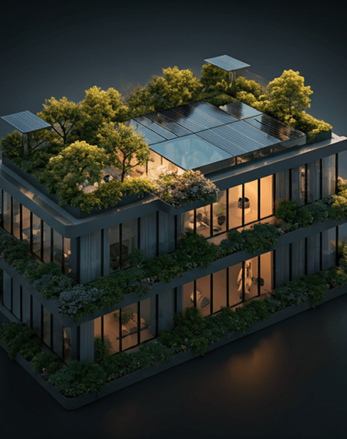 Green rooftop residential building